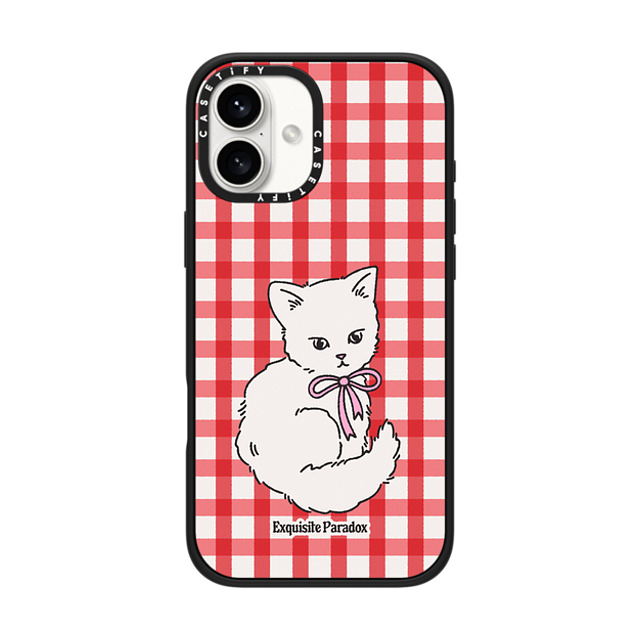 The Exquisite Paradox x CASETiFY iPhone 16 Plus ケース マットブラック インパクトケース Kitten Ribbon