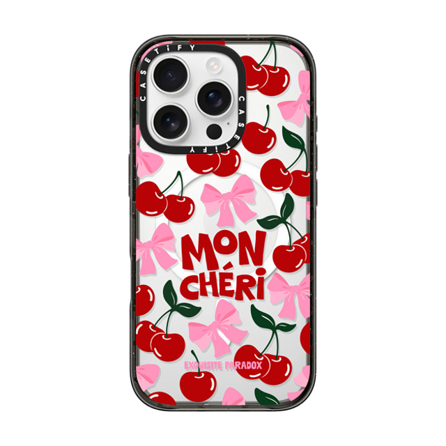 The Exquisite Paradox x CASETiFY iPhone 16 Pro ケース ブラック インパクトケース MagSafe対応 Mon Cheri Cherries