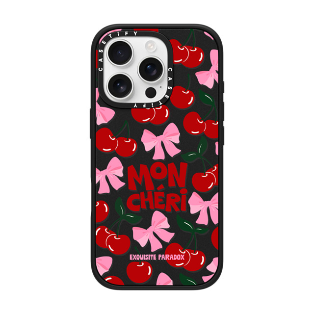 The Exquisite Paradox x CASETiFY iPhone 16 Pro ケース マットブラック インパクトケース Mon Cheri Cherries