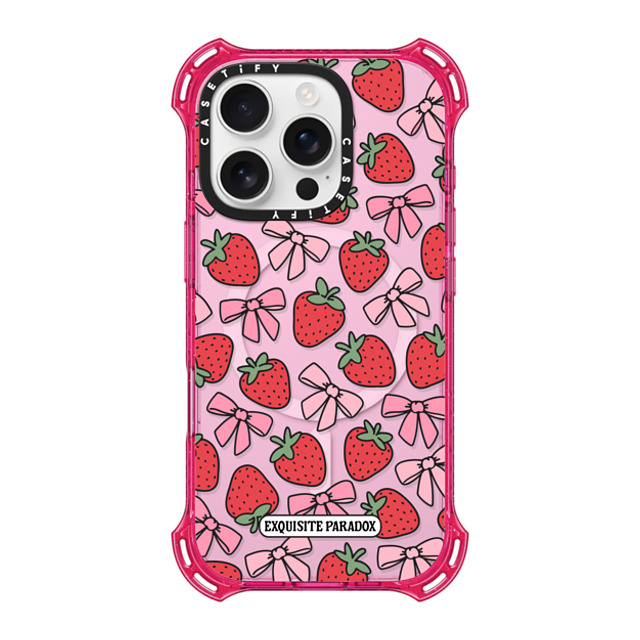 The Exquisite Paradox x CASETiFY iPhone 16 Pro Case プリムローズ ピンク バウンスケース Strawberry Bows The Exquisite Paradox x CASETiFY iPhone 16 Pro Case プリムローズ ピンク バウンスケース Strawberry Bows