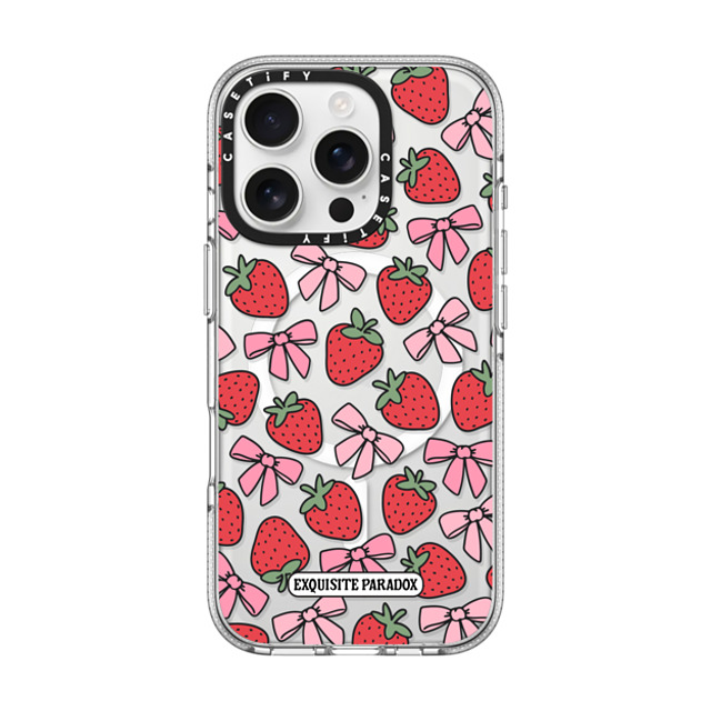 The Exquisite Paradox x CASETiFY iPhone 16 Pro ケース クリア クリア ケース MagSafe対応 Strawberry Bows