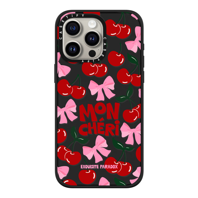 The Exquisite Paradox x CASETiFY iPhone 15 Pro Max ケース マットブラック インパクトケース MagSafe対応 Mon Cheri Cherries