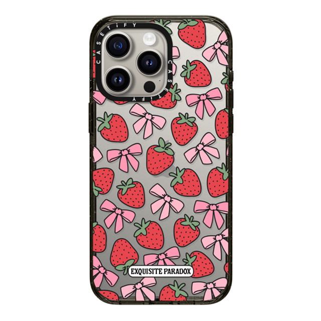 The Exquisite Paradox x CASETiFY iPhone 15 Pro Max ケース ブラック インパクトケース Strawberry Bows