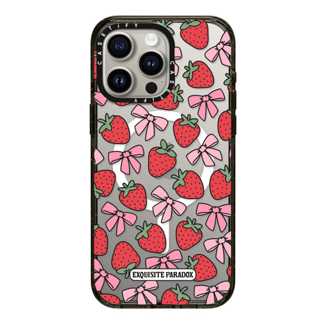 The Exquisite Paradox x CASETiFY iPhone 15 Pro Max ケース ブラック インパクトケース MagSafe対応 Strawberry Bows