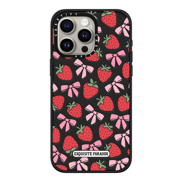 The Exquisite Paradox x CASETiFY iPhone 15 Pro Max ケース マットブラック インパクトケース MagSafe対応 Strawberry Bows