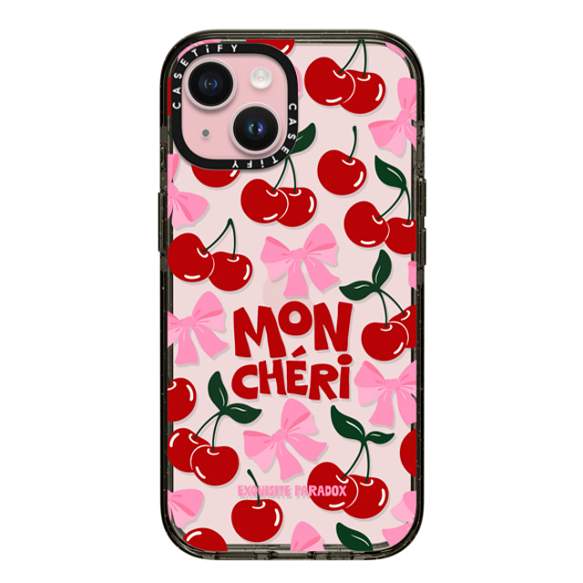 The Exquisite Paradox x CASETiFY iPhone 15 ケース ブラック インパクトケース Mon Cheri Cherries