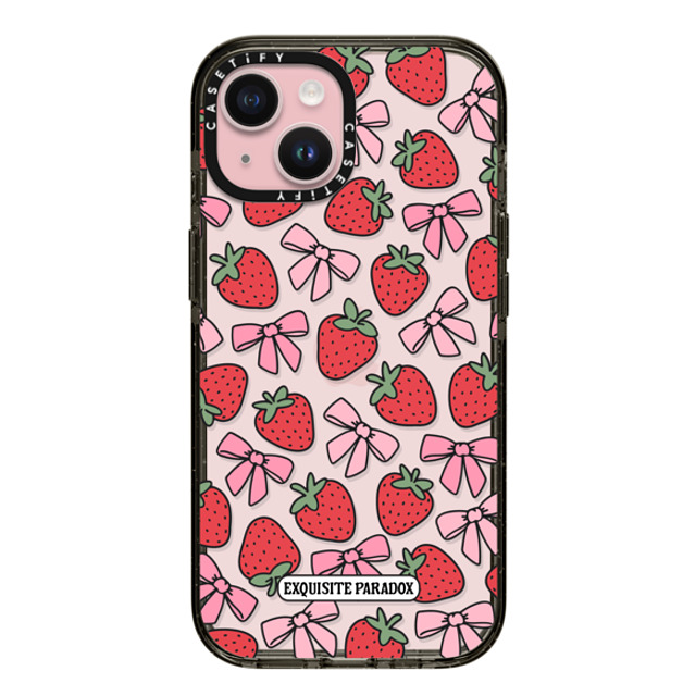 The Exquisite Paradox x CASETiFY iPhone 15 ケース ブラック インパクトケース Strawberry Bows