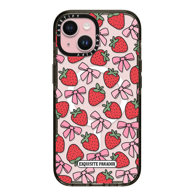 The Exquisite Paradox x CASETiFY iPhone 15 ケース Fruit,Ribbon ブラック インパクトケース MagSafe対応 Strawberry Bows Back to School The Exquisite Paradox x CASETiFY iPhone 15 ケース Fruit,Ribbon ブラック インパクトケース MagSafe対応 Strawberry Bows Back to School