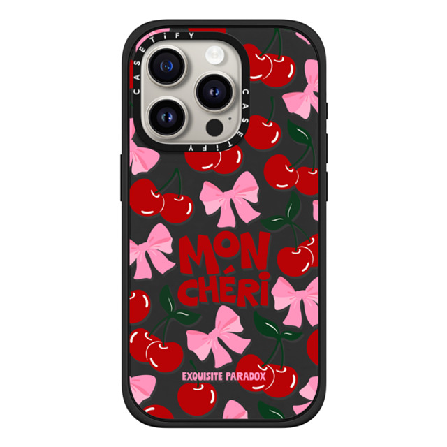 The Exquisite Paradox x CASETiFY iPhone 15 Pro ケース マットブラック インパクトケース MagSafe対応 Mon Cheri Cherries