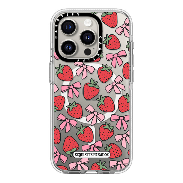 The Exquisite Paradox x CASETiFY iPhone 15 Pro ケース クリア クリア ケース MagSafe対応 Strawberry Bows