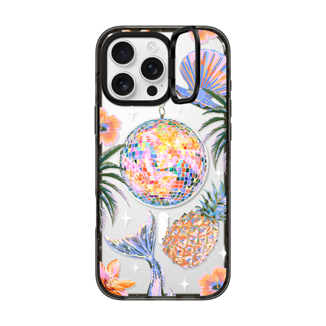 Izzy Lawrence Studio x CASETiFY iPhone 16 Pro Max ケース ブラック インパクトリングスタンドケース MagSafe対応 Tropical Disco