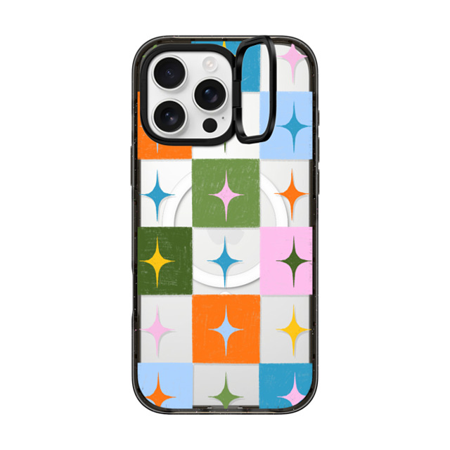 Izzy Lawrence Studio x CASETiFY iPhone 16 Pro Max ケース Preppy,Star ブラック インパクトリングスタンドケース MagSafe対応 Sparkle Check Father's Day Izzy Lawrence Studio x CASETiFY iPhone 16 Pro Max ケース Preppy,Star ブラック インパクトリングスタンドケース MagSafe対応 Sparkle Check Father's Day
