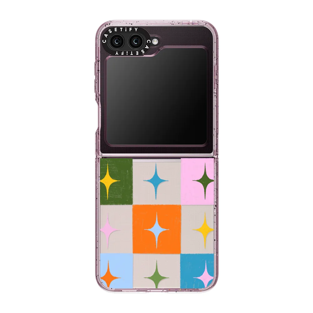 A phone case with an illustration of sparkles