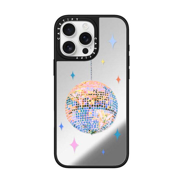 Izzy Lawrence Studio x CASETiFY iPhone 16 Pro Max ケース Silver on Black ミラーケース MagSafe対応 Disco