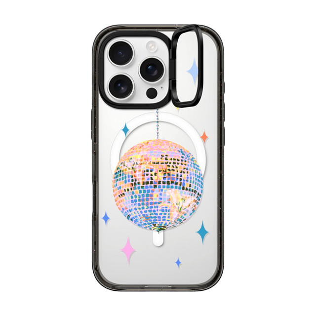Izzy Lawrence Studio x CASETiFY iPhone 16 Pro ケース ブラック インパクトリングスタンドケース MagSafe対応 Disco