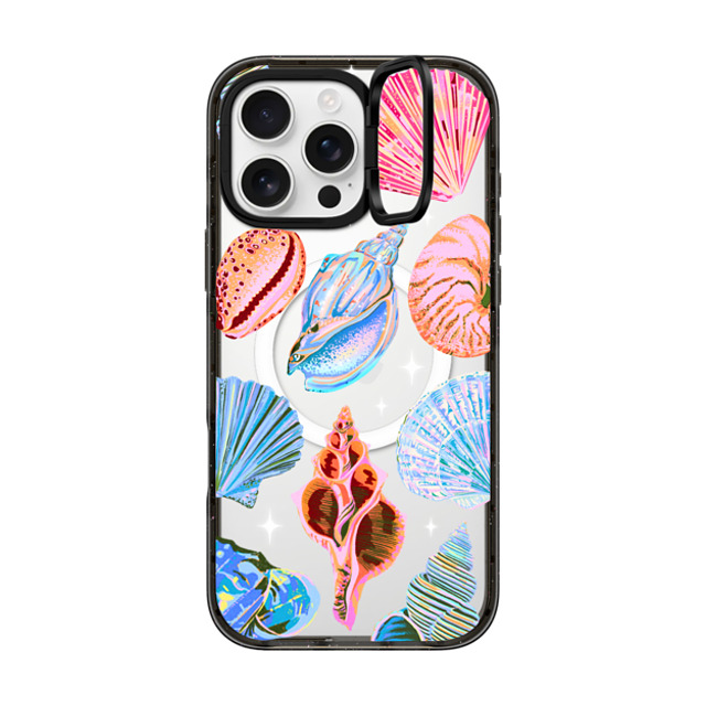 Izzy Lawrence Studio x CASETiFY iPhone 16 Pro Max ケース ブラック インパクトリングスタンドケース MagSafe対応 Seashell