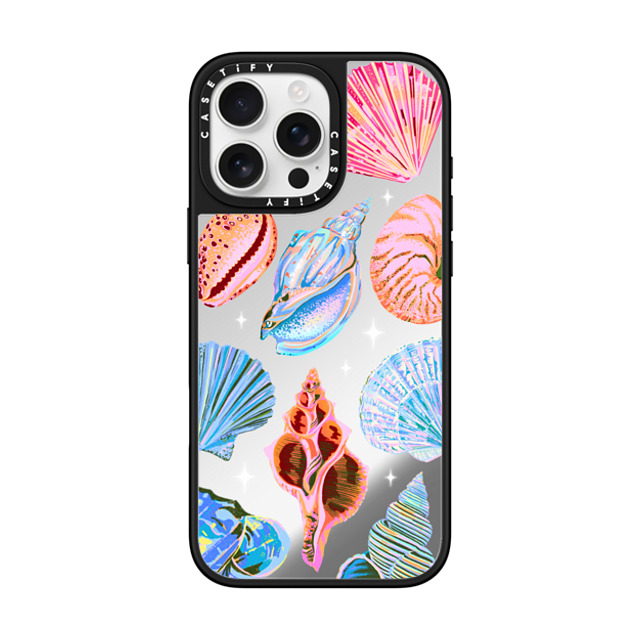 Izzy Lawrence Studio x CASETiFY iPhone 16 Pro Max ケース Silver on Black ミラーケース MagSafe対応 Seashell