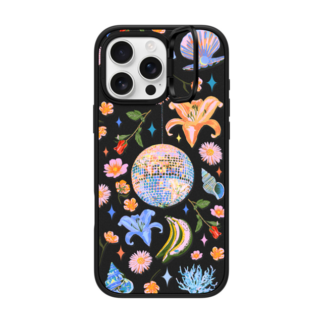 Izzy Lawrence Studio x CASETiFY iPhone 16 Pro Max ケース マットブラック インパクトリングスタンドケース MagSafe対応 Disco Magic