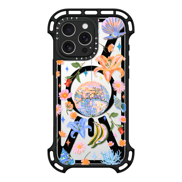 Izzy Lawrence Studio x CASETiFY iPhone 16 Pro Max ケース ブラック ウルトラ バウンスケース MagSafe対応 Disco Magic