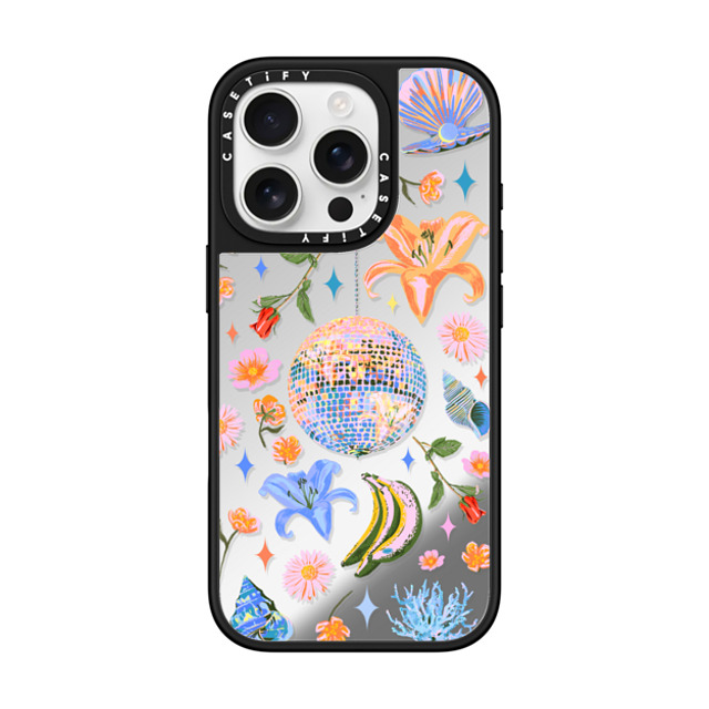 Izzy Lawrence Studio x CASETiFY iPhone 16 Pro Case Sticker,Floral Silver on Black ミラーケース MagSafe対応 Disco Magic Mother's Day Izzy Lawrence Studio x CASETiFY iPhone 16 Pro Case Sticker,Floral Silver on Black ミラーケース MagSafe対応 Disco Magic Mother's Day