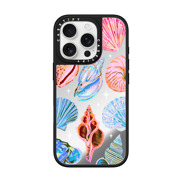 Izzy Lawrence Studio x CASETiFY iPhone 16 Pro ケース Silver on Black ミラーケース MagSafe対応 Seashell