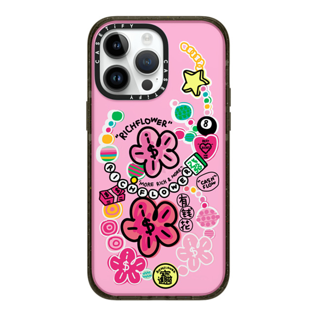 RICH FLOWER x CASETiFY iPhone 14 Pro Max ケース ブラック インパクトケース Good Luck All Year Long