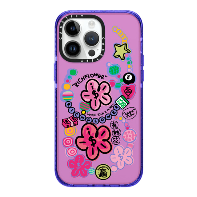 RICH FLOWER x CASETiFY iPhone 14 Pro Max ケース Peri Purple インパクトケース Good Luck All Year Long