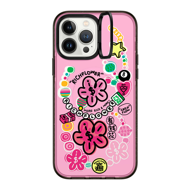 RICH FLOWER x CASETiFY iPhone 13 Pro Max ケース ブラック インパクトリングスタンドケース MagSafe対応 Good Luck All Year Long Mother's Day RICH FLOWER x CASETiFY iPhone 13 Pro Max ケース ブラック インパクトリングスタンドケース MagSafe対応 Good Luck All Year Long Mother's Day