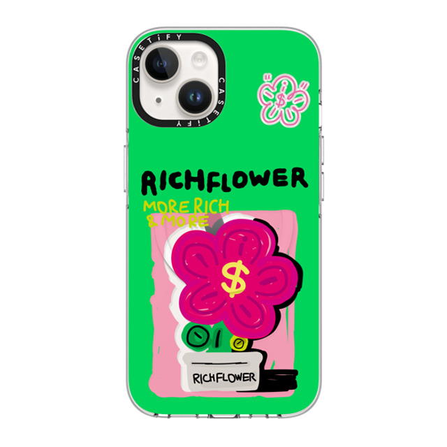 RICH FLOWER x CASETiFY iPhone 14 Case Clear Clear Case MagSafe Compatible A Green Spring RICH FLOWER x CASETiFY iPhone 14 Case Clear Clear Case MagSafe Compatible A Green Spring
