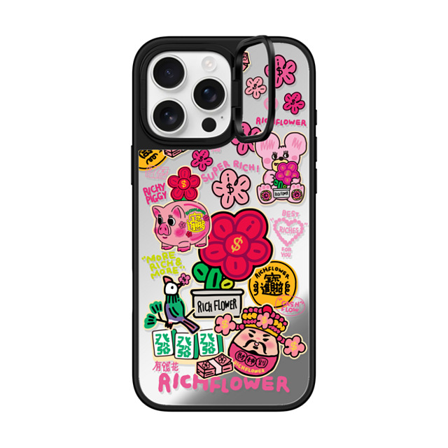 RICH FLOWER x CASETiFY iPhone 16 Pro Max Case Silver on Black ミラー リングスタンドケース MagSafe対応 A Prosperous New Year Back to School RICH FLOWER x CASETiFY iPhone 16 Pro Max Case Silver on Black ミラー リングスタンドケース MagSafe対応 A Prosperous New Year Back to School