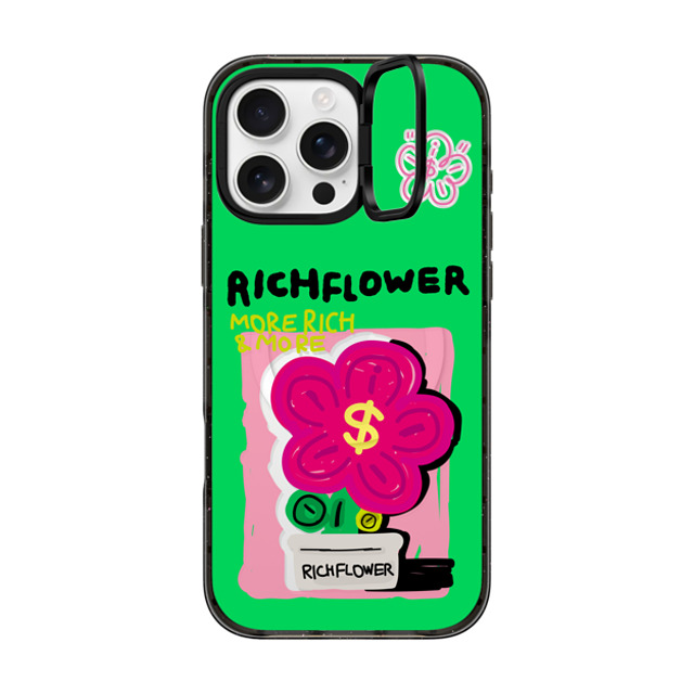 RICH FLOWER x CASETiFY iPhone 16 Pro Max Case Black インパクトリングスタンドケース MagSafe対応 A Green Spring RICH FLOWER x CASETiFY iPhone 16 Pro Max Case Black インパクトリングスタンドケース MagSafe対応 A Green Spring