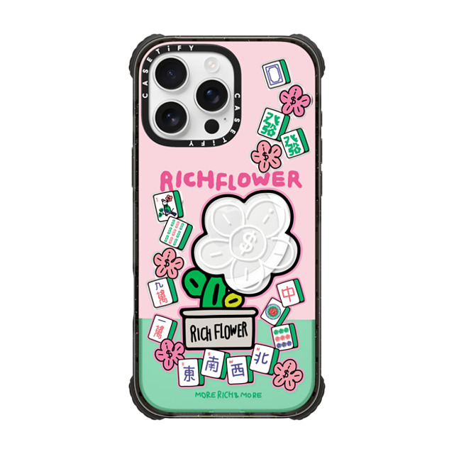 RICH FLOWER x CASETiFY iPhone 16 Pro Max ケース ブラック ウルトラ インパクトケース MagSafe 対応 Joy and Prosperity