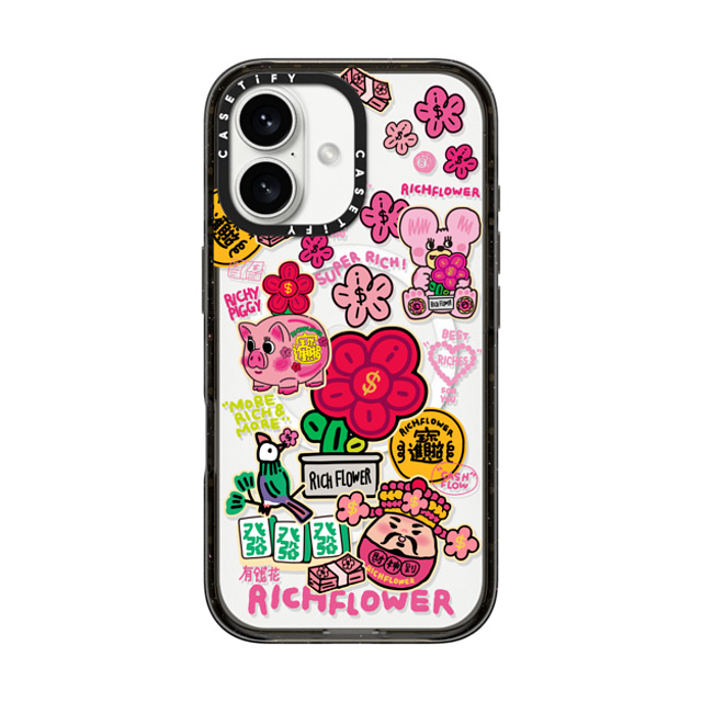 RICH FLOWER x CASETiFY iPhone 16 Case Black Impact Case MagSafe Compatible A Prosperous New Year Mother's Day RICH FLOWER x CASETiFY iPhone 16 Case Black Impact Case MagSafe Compatible A Prosperous New Year Mother's Day
