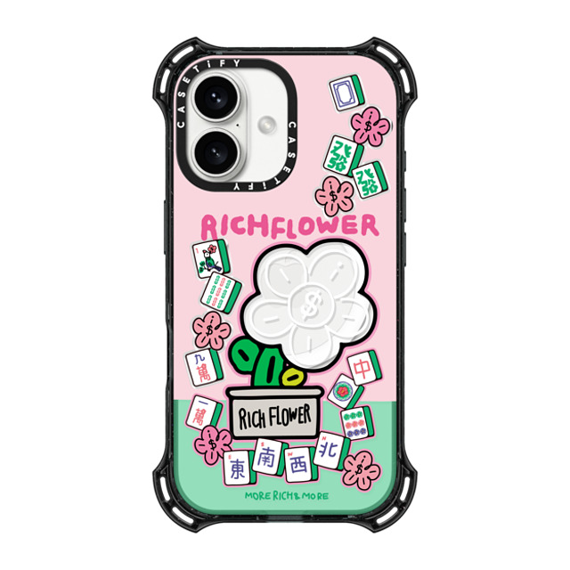 RICH FLOWER x CASETiFY iPhone 16 ケース ブラック バウンスケース Joy and Prosperity