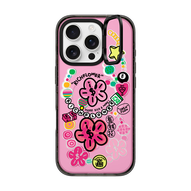 RICH FLOWER x CASETiFY iPhone 16 Pro Case Black インパクトリングスタンドケース MagSafe対応 Good Luck All Year Long Father's Day RICH FLOWER x CASETiFY iPhone 16 Pro Case Black インパクトリングスタンドケース MagSafe対応 Good Luck All Year Long Father's Day