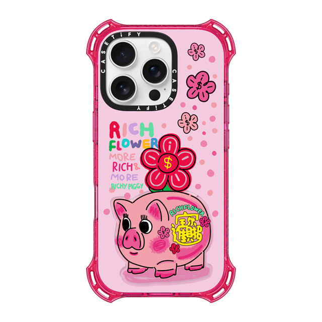 RICH FLOWER x CASETiFY iPhone 16 Pro Case プリムローズ ピンク バウンスケース Golden Piggy RICH FLOWER x CASETiFY iPhone 16 Pro Case プリムローズ ピンク バウンスケース Golden Piggy