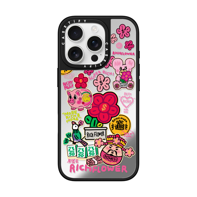 RICH FLOWER x CASETiFY iPhone 16 Pro Case Silver on Black ミラーケース MagSafe対応 A Prosperous New Year Mother's Day RICH FLOWER x CASETiFY iPhone 16 Pro Case Silver on Black ミラーケース MagSafe対応 A Prosperous New Year Mother's Day