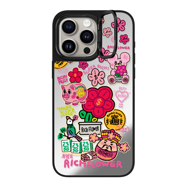 RICH FLOWER x CASETiFY iPhone 15 Pro Max ケース Silver on Black ミラー リングスタンドケース MagSafe対応 A Prosperous New Year