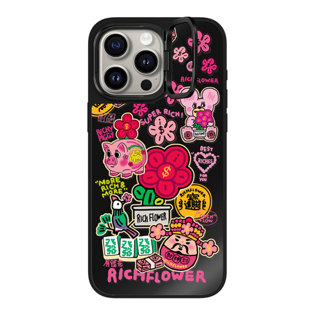 RICH FLOWER x CASETiFY iPhone 15 Pro Max Case Black on Black ミラー リングスタンドケース MagSafe対応 A Prosperous New Year Mother's Day RICH FLOWER x CASETiFY iPhone 15 Pro Max Case Black on Black ミラー リングスタンドケース MagSafe対応 A Prosperous New Year Mother's Day