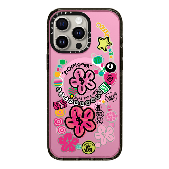 RICH FLOWER x CASETiFY iPhone 15 Pro Max Case Black Impact Case MagSafe Compatible Good Luck All Year Long Back to School RICH FLOWER x CASETiFY iPhone 15 Pro Max Case Black Impact Case MagSafe Compatible Good Luck All Year Long Back to School