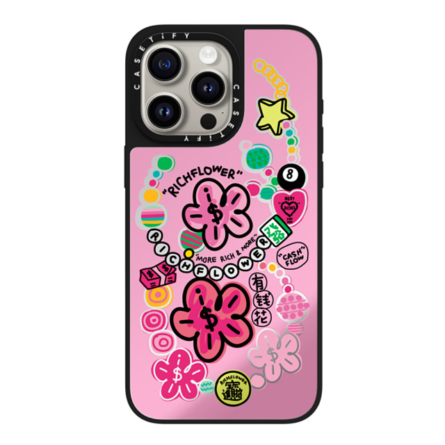 RICH FLOWER x CASETiFY iPhone 15 Pro Max Case Silver on Black ミラーケース MagSafe対応 Good Luck All Year Long Back to School RICH FLOWER x CASETiFY iPhone 15 Pro Max Case Silver on Black ミラーケース MagSafe対応 Good Luck All Year Long Back to School