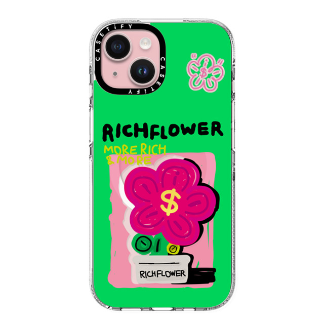 RICH FLOWER x CASETiFY iPhone 15 Case Clear Clear Case MagSafe Compatible A Green Spring RICH FLOWER x CASETiFY iPhone 15 Case Clear Clear Case MagSafe Compatible A Green Spring