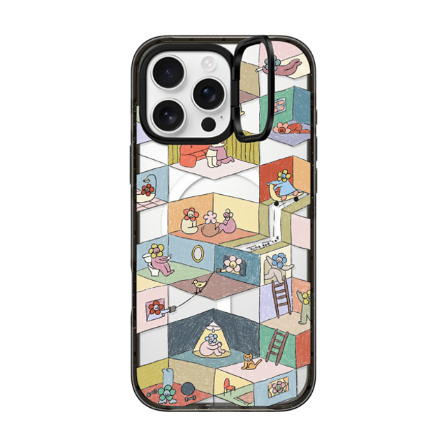 Kina and Tam x CASETiFY iPhone 16 Pro Max ケース ブラック インパクトリングスタンドケース MagSafe対応 HUMAN EXPERIENCE