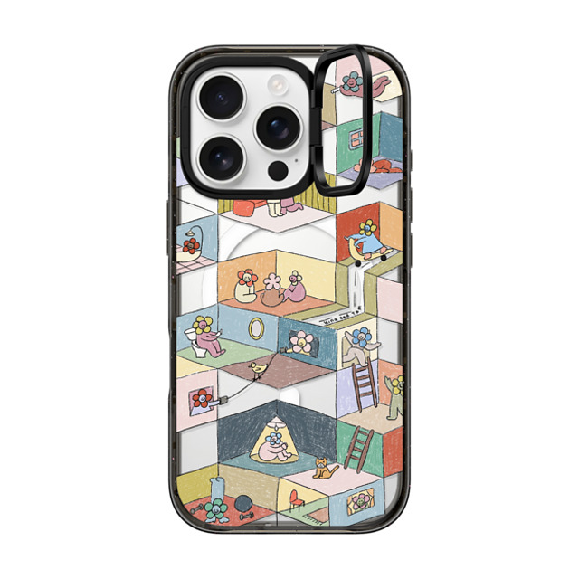 Kina and Tam x CASETiFY iPhone 16 Pro ケース ブラック インパクトリングスタンドケース MagSafe対応 HUMAN EXPERIENCE