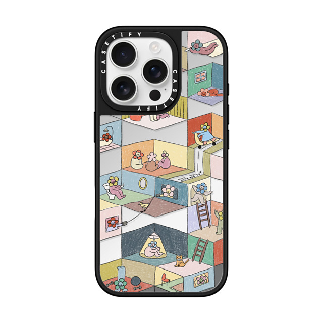 Kina and Tam x CASETiFY iPhone 16 Pro ケース Silver on Black ミラーケース MagSafe対応 HUMAN EXPERIENCE