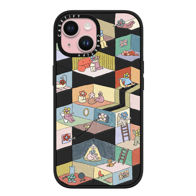 Kina and Tam x CASETiFY iPhone 15 ケース マットブラック インパクトケース MagSafe対応 HUMAN EXPERIENCE