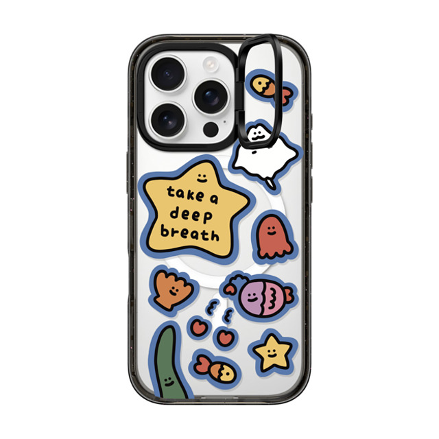 SHAO SHAO x CASETiFY iPhone 16 Pro ケース ブラック インパクトリングスタンドケース MagSafe対応 TAKE A DEEP BREATH BY SHAO SHAO