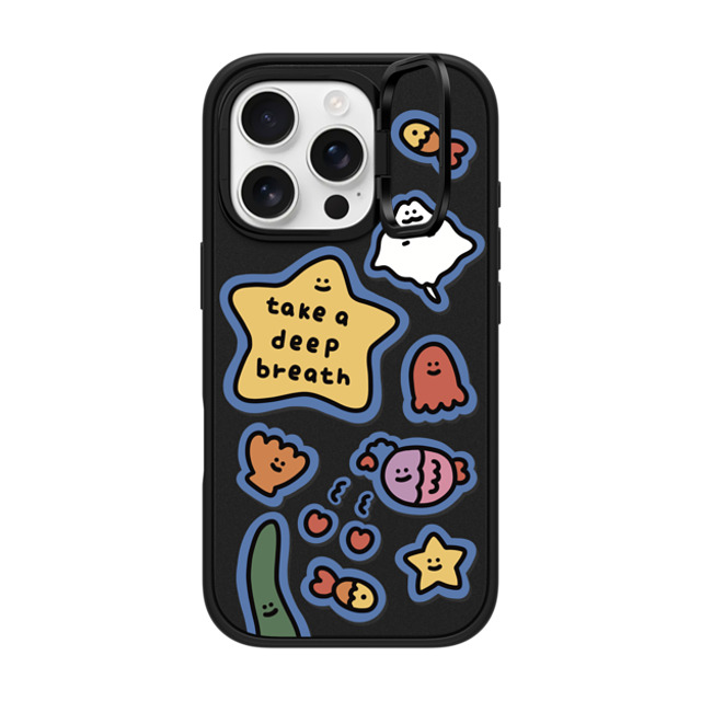 SHAO SHAO x CASETiFY iPhone 16 Pro ケース マットブラック インパクトリングスタンドケース MagSafe対応 TAKE A DEEP BREATH BY SHAO SHAO