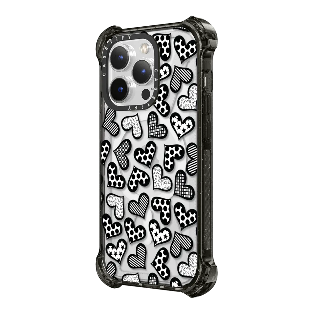 Bounce iPhone 14 Pro Case MagSafe Compatible - HEARTS BLACK BY ROMERO BRITTO