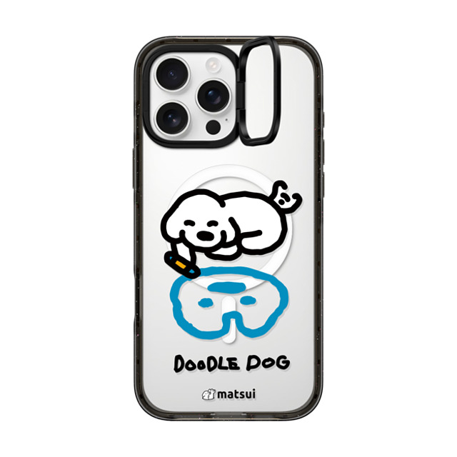 matsui x CASETiFY iPhone 16 Pro Max ケース ブラック インパクトリングスタンドケース MagSafe対応 matsui - DOODLE DOG_A